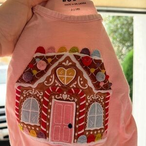 Mini Boden Pink Gingerbread House Holiday Top